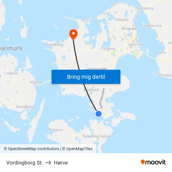 Vordingborg St. to Hørve map