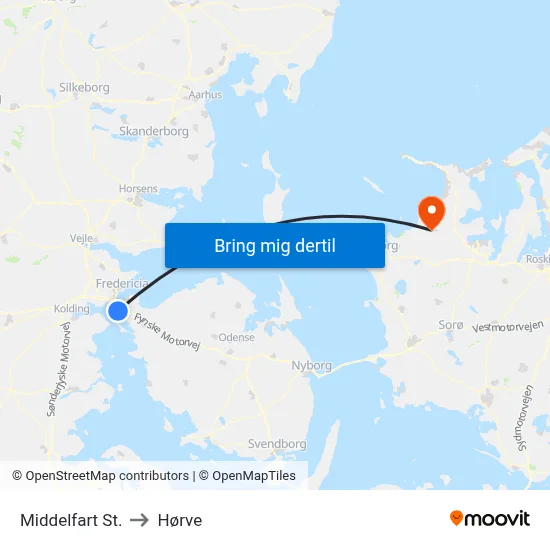 Middelfart St. to Hørve map