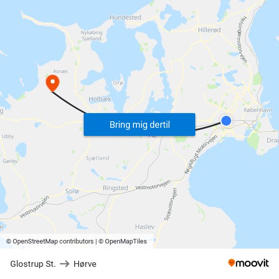 Glostrup St. to Hørve map