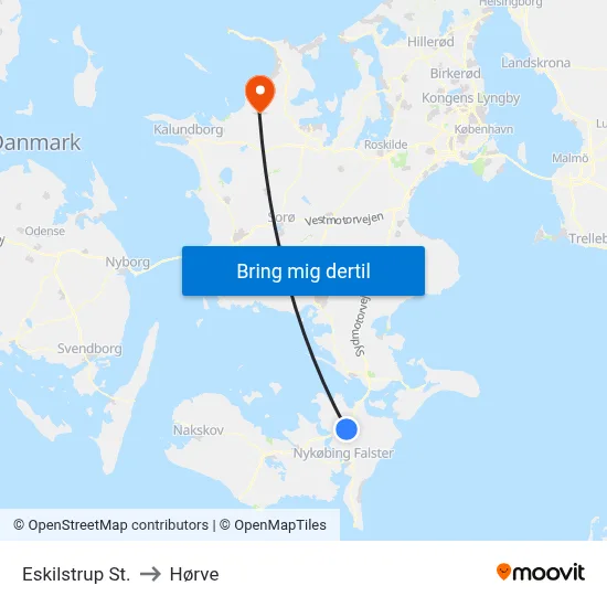Eskilstrup St. to Hørve map