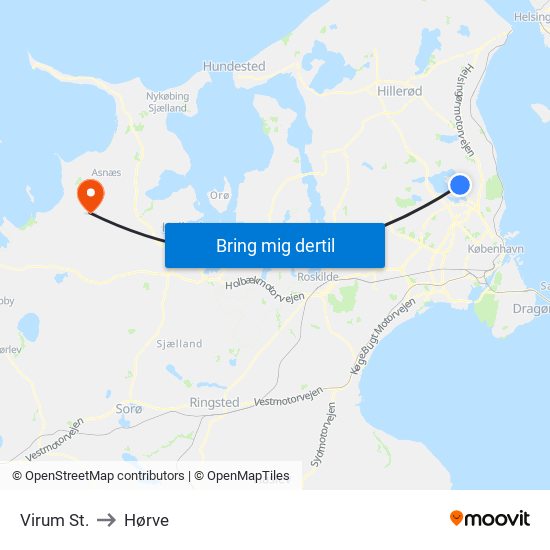 Virum St. to Hørve map