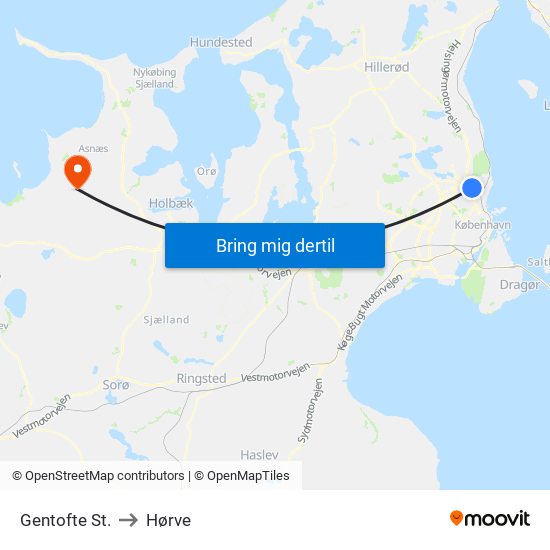 Gentofte St. to Hørve map