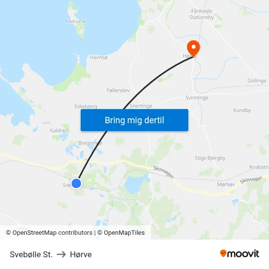 Svebølle St. to Hørve map