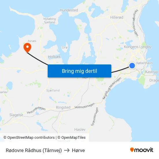Rødovre Rådhus (Tårnvej) to Hørve map