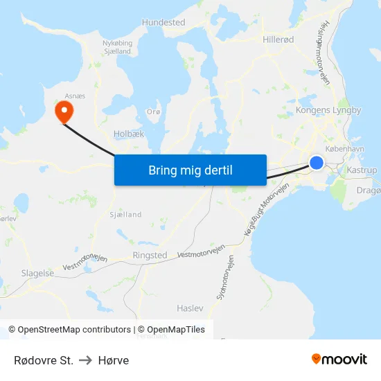 Rødovre St. to Hørve map