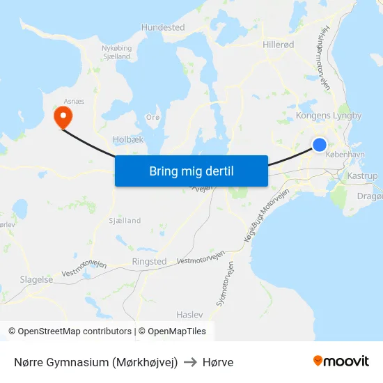 Nørre Gymnasium (Mørkhøjvej) to Hørve map