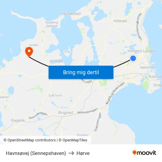 Havnsøvej (Sennepshaven) to Hørve map