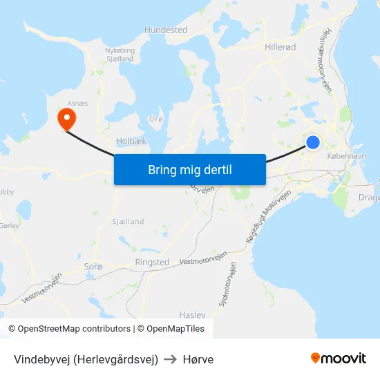 Vindebyvej (Herlevgårdsvej) to Hørve map