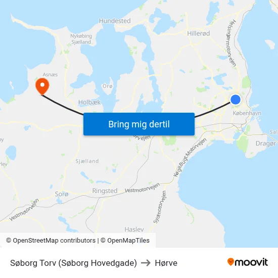 Søborg Torv (Søborg Hovedgade) to Hørve map