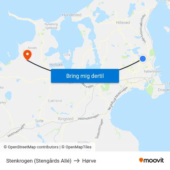 Stenkrogen (Stengårds Allé) to Hørve map