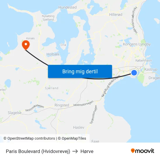 Paris Boulevard (Hvidovrevej) to Hørve map