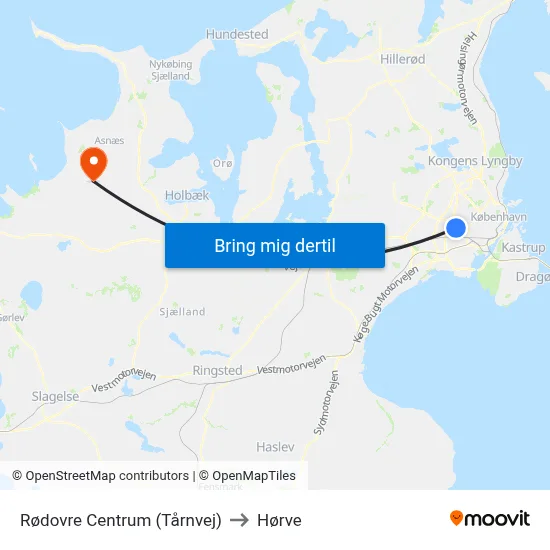 Rødovre Centrum (Tårnvej) to Hørve map
