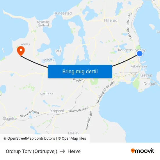 Ordrup Torv (Ordrupvej) to Hørve map