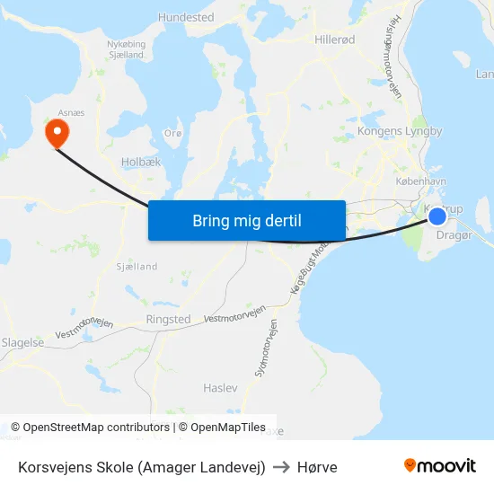 Korsvejens Skole (Amager Landevej) to Hørve map