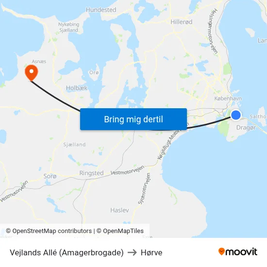 Vejlands Allé (Amagerbrogade) to Hørve map