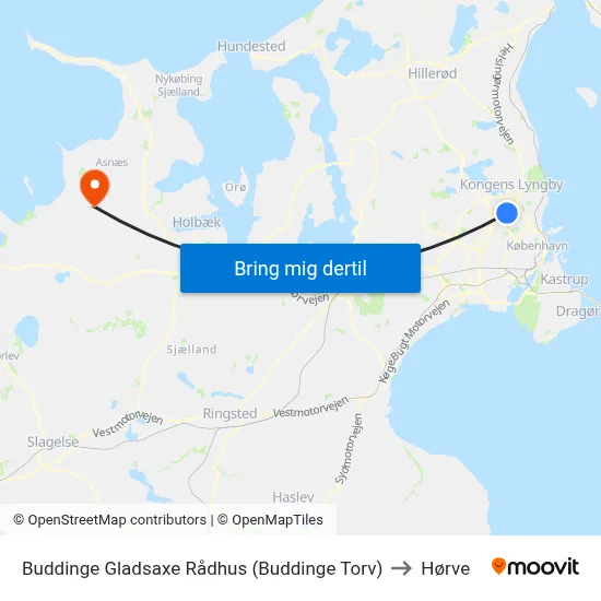 Buddinge Gladsaxe Rådhus (Buddinge Torv) to Hørve map