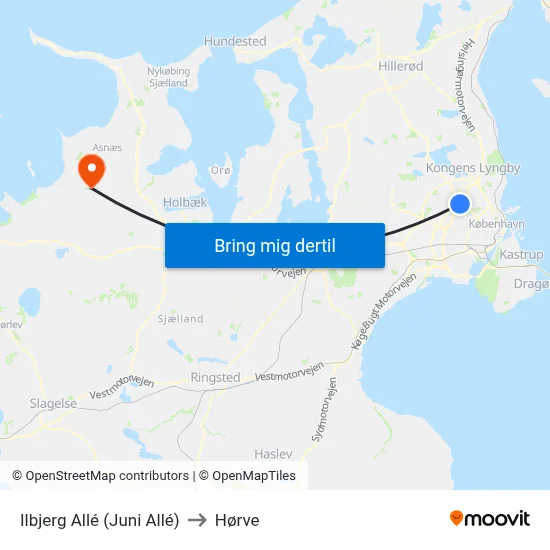 Ilbjerg Allé (Juni Allé) to Hørve map