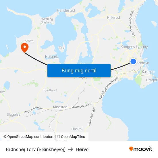 Brønshøj Torv (Brønshøjvej) to Hørve map