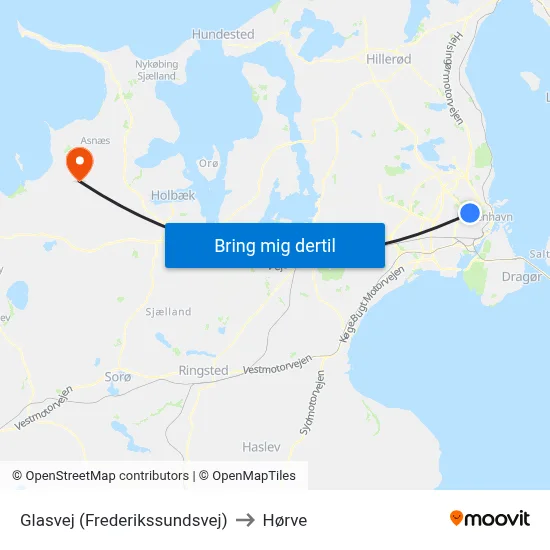 Glasvej (Frederikssundsvej) to Hørve map