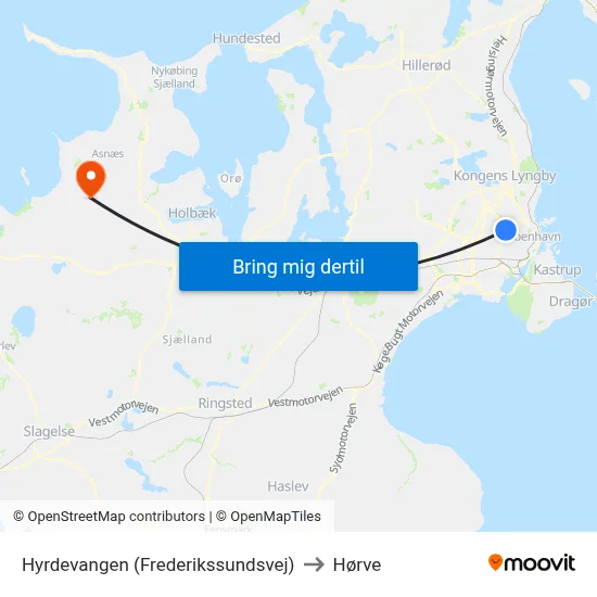 Hyrdevangen (Frederikssundsvej) to Hørve map