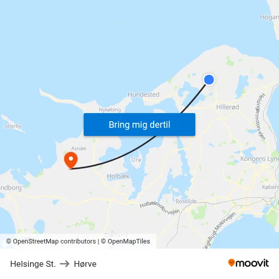Helsinge St. to Hørve map