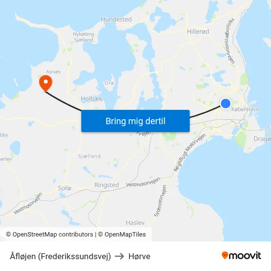 Åfløjen (Frederikssundsvej) to Hørve map