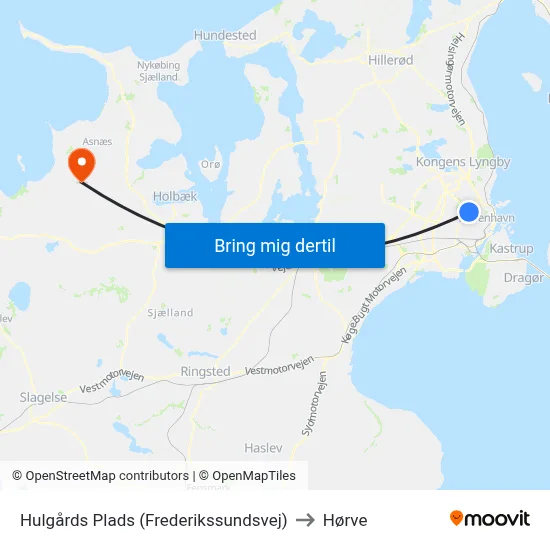 Hulgårds Plads (Frederikssundsvej) to Hørve map