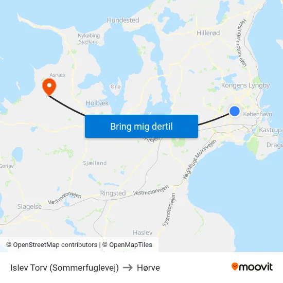 Islev Torv (Sommerfuglevej) to Hørve map