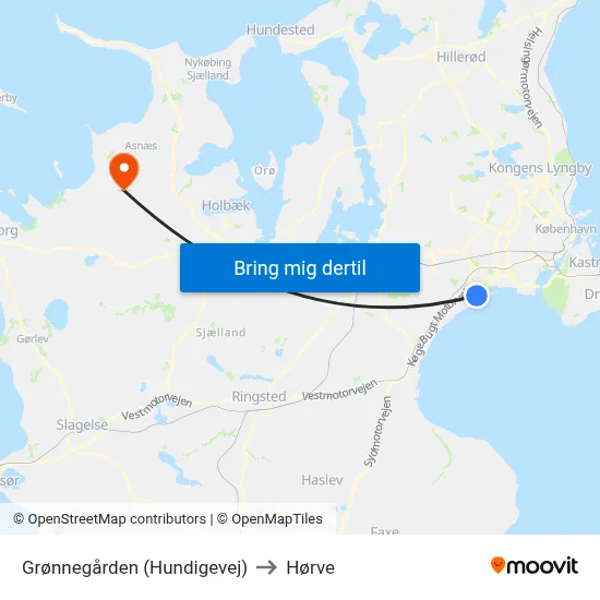 Grønnegården (Hundigevej) to Hørve map