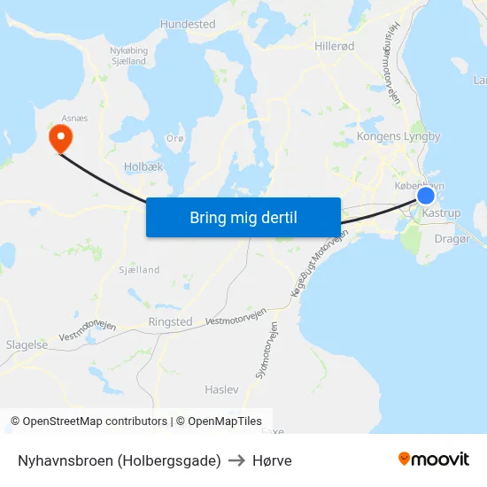 Nyhavnsbroen (Holbergsgade) to Hørve map
