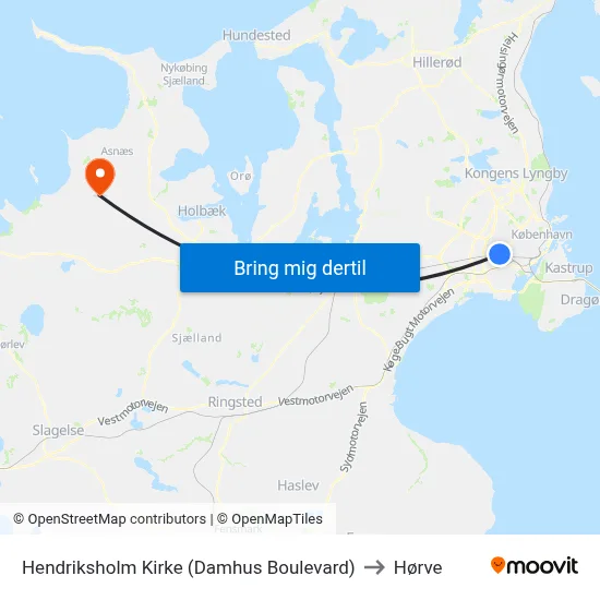 Hendriksholm Kirke (Damhus Boulevard) to Hørve map