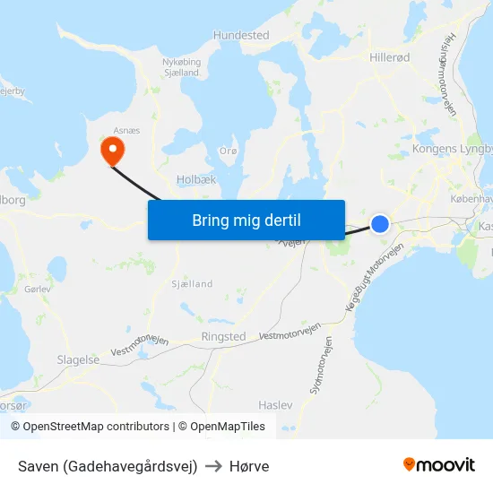 Saven (Gadehavegårdsvej) to Hørve map