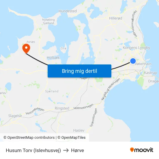 Husum Torv (Islevhusvej) to Hørve map