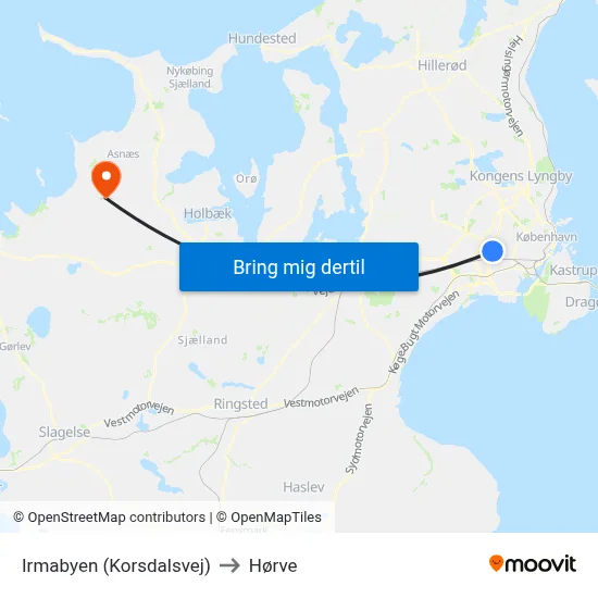 Irmabyen (Korsdalsvej) to Hørve map