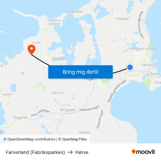 Farverland (Fabriksparken) to Hørve map