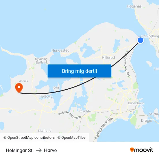Helsingør St. to Hørve map