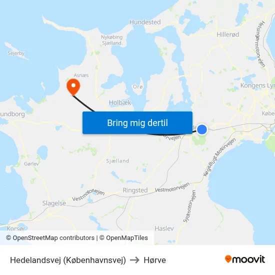 Hedelandsvej (Københavnsvej) to Hørve map