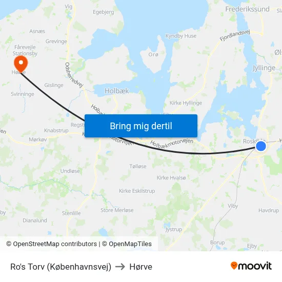 Ro's Torv (Københavnsvej) to Hørve map