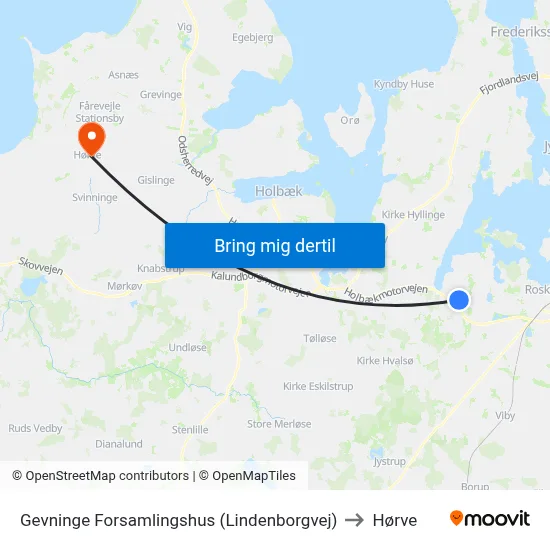 Gevninge Forsamlingshus (Lindenborgvej) to Hørve map