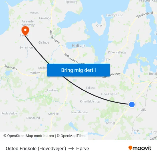 Osted Friskole (Hovedvejen) to Hørve map