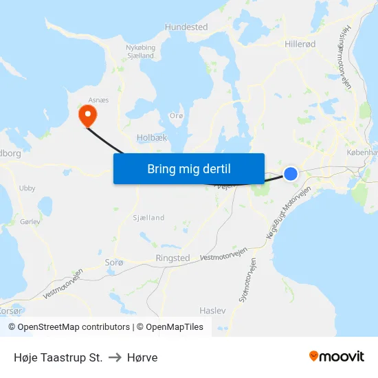 Høje Taastrup St. to Hørve map