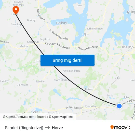 Sandet (Ringstedvej) to Hørve map