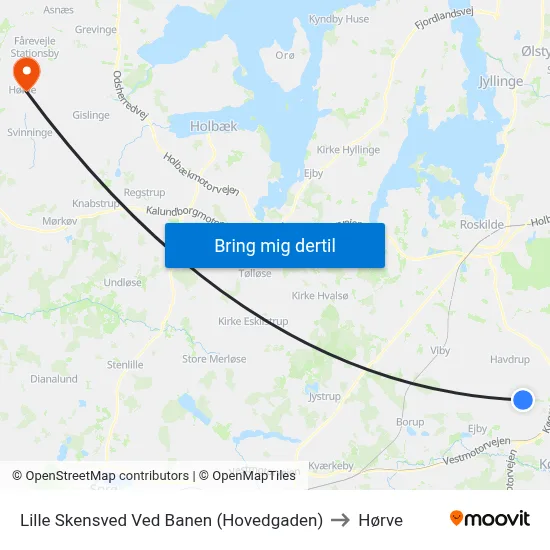 Lille Skensved Ved Banen (Hovedgaden) to Hørve map