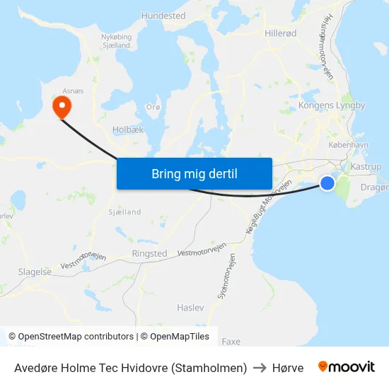 Avedøre Holme Tec Hvidovre (Stamholmen) to Hørve map