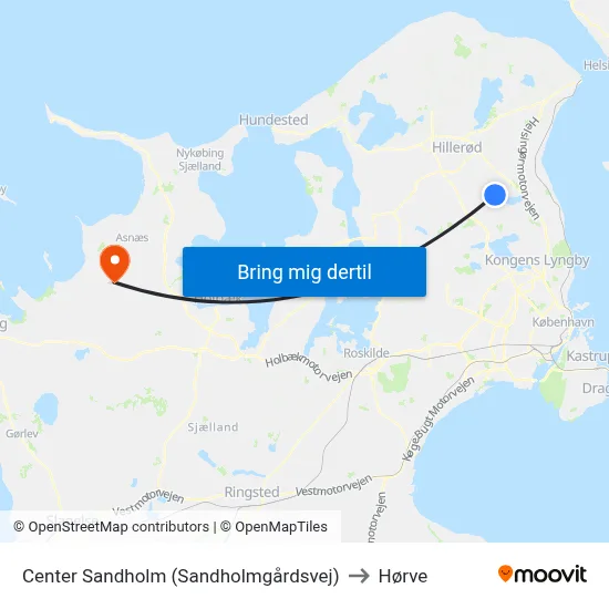 Center Sandholm (Sandholmgårdsvej) to Hørve map