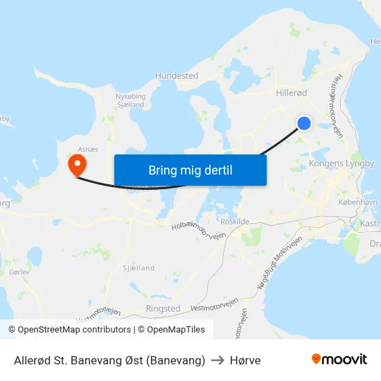 Allerød St. Banevang Øst (Banevang) to Hørve map