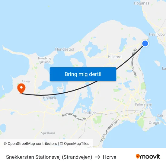 Snekkersten Stationsvej (Strandvejen) to Hørve map