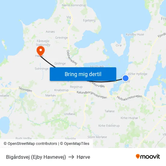 Bigårdsvej (Ejby Havnevej) to Hørve map