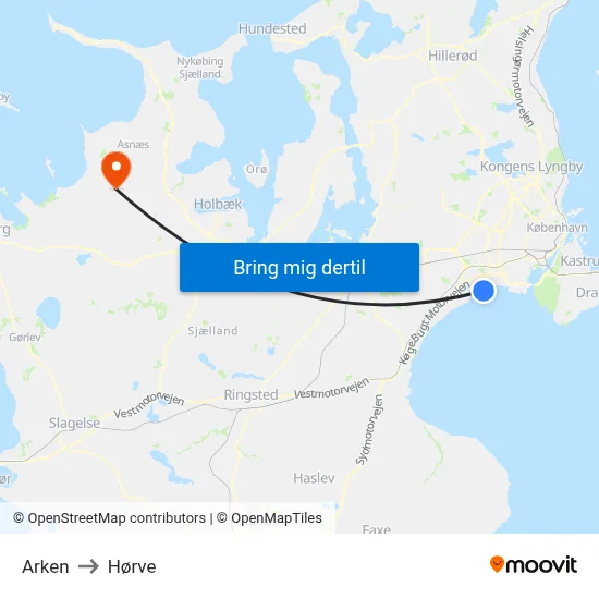 Arken to Hørve map