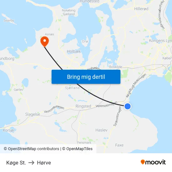 Køge St. to Hørve map